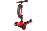 Ferrari 2-in-1 Kids Kick Scooter, Anti Skid 3 Wheel Light Up Push Scooter with Height Adjustable Removable Seat and Shock Absorbing.