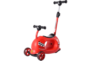 Ferrari 4-in-1 Scooter A- City Trike- B Foot to Floor Enhancing Leg Strength. C 3 Wheels Scooter. D- Rocking Horse - Round Shape Design Creating The Rocking Effect.