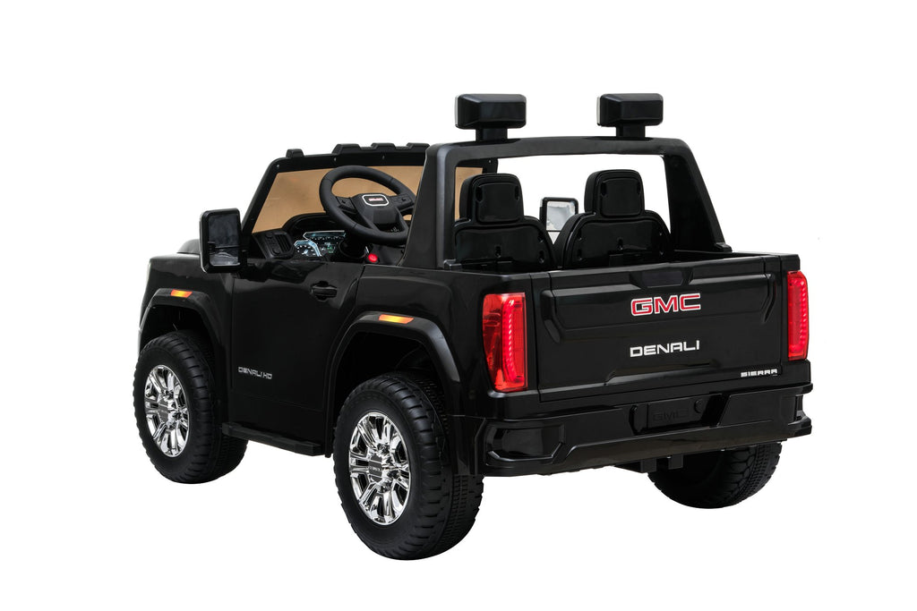 GMC Sierra Denali HD Two Seater 12 Volt Ride-On Truck w/ 2.4G Remote Control, LED Lights, Horn, Music, MP3/USB, Storage Box, Spring Suspension, Electric Vehicle for Kids